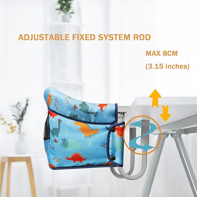 PandaEar Quick Clip On High Chair with Storage Bag, Portable High Chair That Attaches to Table, Hook On Baby Seat for Table