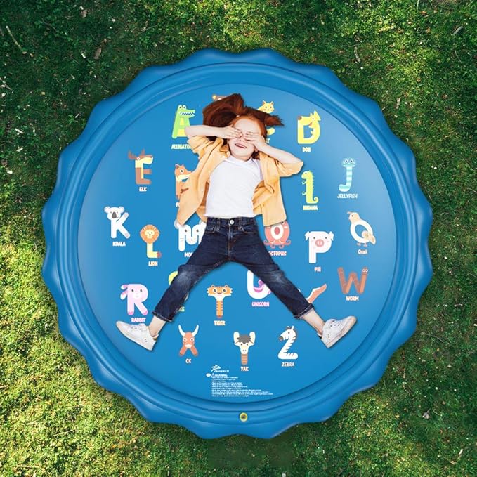 Jasonwell Splash Pad Sprinkler for Kids 60" Splash Play Mat Outdoor Water Toys Inflatable Splash Pad Baby Toddler Pool Boys Girls Children Outside Backyard Dog Sprinkler Pool for Age 1 2 3 4 5 6 7 8 9