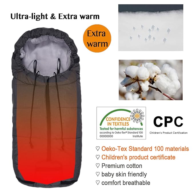 Yobee Toddler Sleeping Bag for Stroller, Winter Outdoor Tour Stroller Padded Footmuff, Comfortable Coral Fleece Stroller Bunting Bag, Universal Fit from 6 to 36 Months