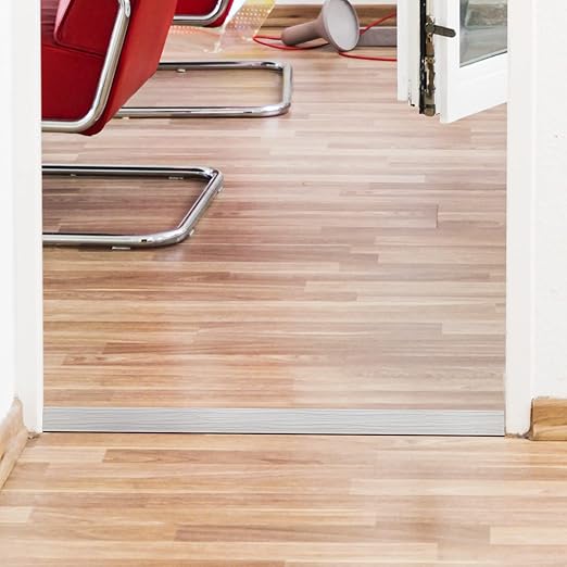Self-Adhesive Floor Transition Strip, 2" Wide Flat Laminate Cover, Wood Grain Design Vinyl Divider (3.28FT, Grey)