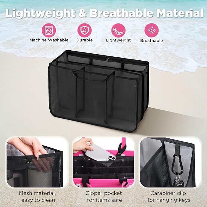 OUTXE Beach Bag Organizer Compatible with X Large Bogg Bag Accessories Inserts, Lightweight Mesh Insert Divider Pouch for Original XL Bogg Bags, Beach Tote Bags Insert for Organizing