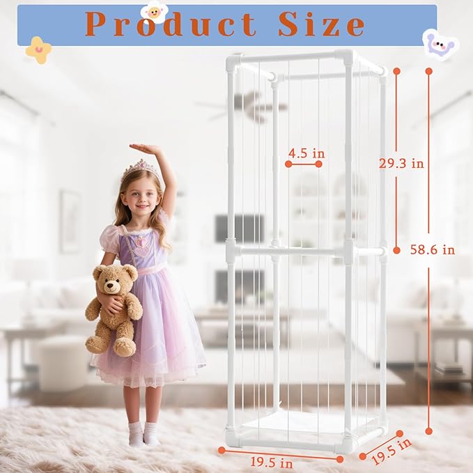 INFTOYCO Large Stuffed Animal Storage Zoo Cage Holder, Upgradation PVC Stuffed Animal Storage Organizer, Space Saving Plush Toys Zoo Holder, for Kidroom Playroom, White