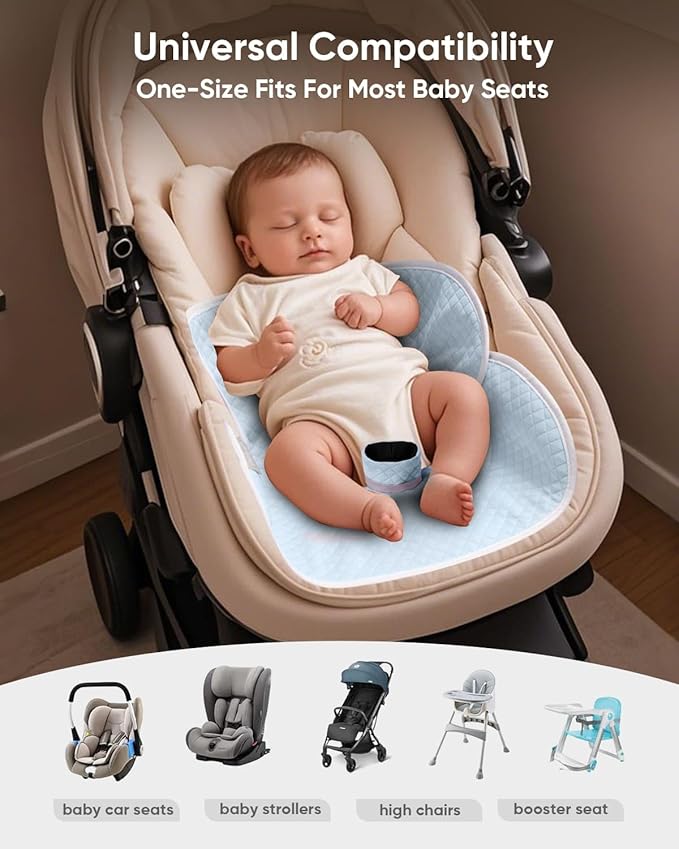 TinlyFinly 2 Pack Baby Potty Training Car Seat Protector, Waterproof Car Seat Liner for Potty Training Toilet, Baby Infant Toddler Piddle Pad Fits for Carseat, Stroller, Highchair - 2 Pack, Light Blue