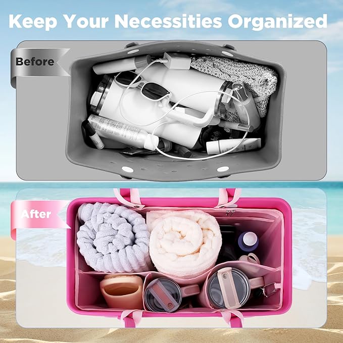 OUTXE Beach Bag Organizer Compatible with X Large Bogg Bag Accessories Inserts, Lightweight Mesh Insert Divider Pouch for Original XL Bogg Bags, Beach Tote Bags Insert for Organizing