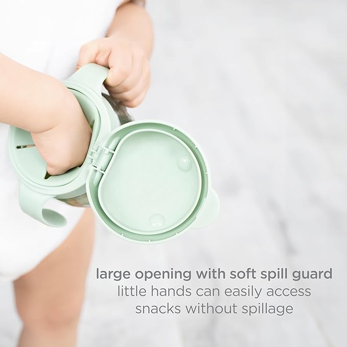 Ubbi Tweat Snack Containers for Kids & Toddlers, BPA-Free Tritan Spill-Proof Toddler Snack Cups, Portable Travel Food Storage, Sage Green
