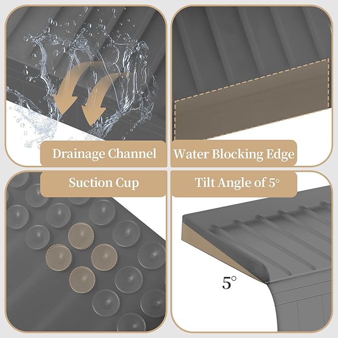 Sink Edge Protector with Suction Cup, 14" 20" 24" 30", Silicone Sink Splash Guard for Kitchen & Bathroom, Protect Countertop from Scratches, Stains, for Stainless Steel Granite Quartz