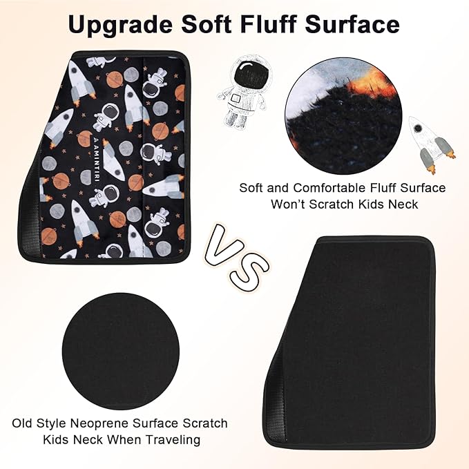 Amintiri Seat Strap Shoulder Pads for Kids, Seat Belt Cover for Children, Soft Furry Seat Belt Cushion for Travel, Cartoon Car Seat Belt Pad Cover for Boys and Girls.