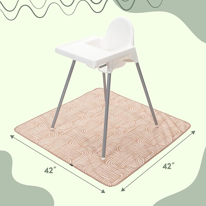 S&T INC. Baby Splat Mat for Under High Chair, Water Resistant Floor Mat, 42 Inches by 42 Inches, Tan Arches