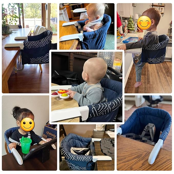 MTWML Portable High Chair for Table,Hook On High Chair that Attaches to Table,Space Saver Clip On Counter Seat for Baby,Easy Clean Baby Feeding Clamp Seat with Carry Bag for Travel(Pure-Blue)