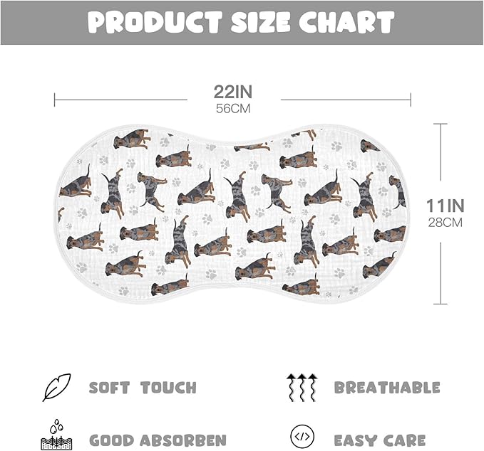 Qinllo 4 Pack Muslin Burp Cloths Great Dane Dogs White Cotton Baby Burp Cloths Ultra Absorbent and Soft Burping Cloth for Newborn Babies Boys Girls 22x11 Inch