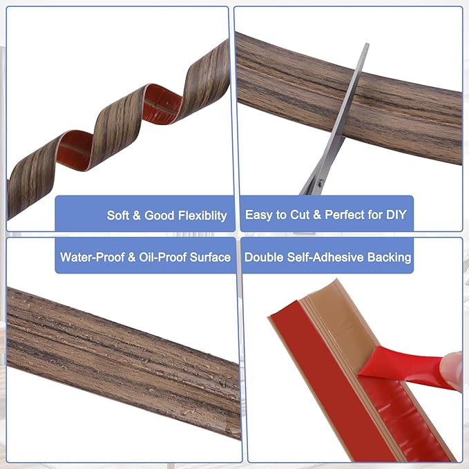 Wall Corner Protector Moulding Trim Peel and Stick Wall Corner Guards Trim Flexible Self Adhesive Edge Protector Moulding, 1.6 in x40 Ft, Smoked Brown Wood
