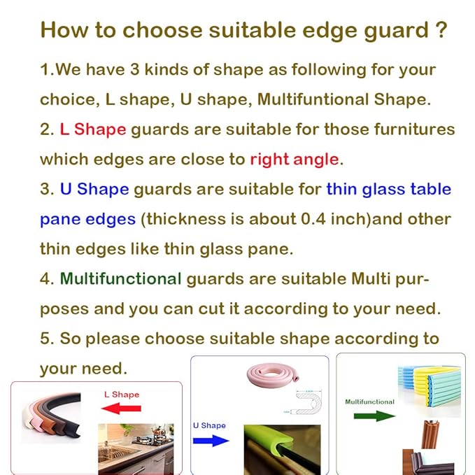 M2cbridge L Shape Extra Thick Furniture Table Edge Protectors Foam Guard 6.5 Ft (Red)