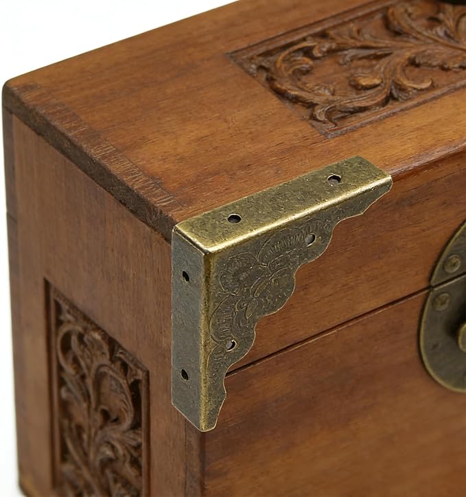 40 Pcs Metal Furniture Corner Protector,Antique Decorative Corner for Jewelry Box,for Storage Box Jewelry Case Cabinet Wooden Chest Etc. (Antique Bronze)