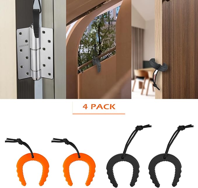 4 Pcs Rubber Door Stopper Wedge,First Responder Door Stops for Police & Firefighter and Emergency Medical Services Gear Accessories Durable Door Stoppers & Wedges（ 2 Black & 2 Orange）