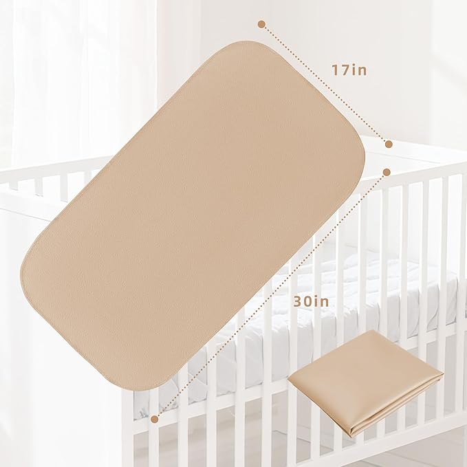 Elantrip Changing Pad for Bed - Leather Changing Pad for Baby, Portable Baby Changing Mat Travel, Compact Diaper Change Mat, Fits Diaper Bag Beige