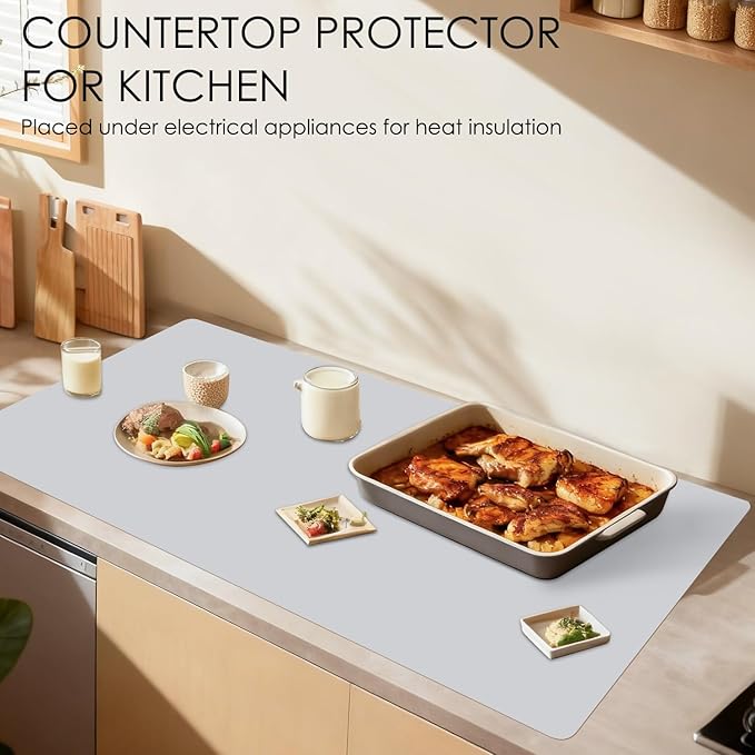 Extra Large Silicone Mat for Kitchen Counter 39.4"x23.6" Silicone Table Mat for Resin Workbench Mat Heat Resistant Mat Coffee BarMat, 2mm Thick Gray