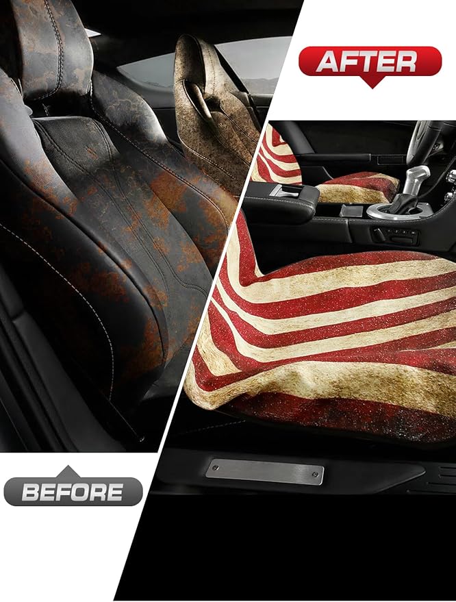 TESFEEL Universal Car Seat Cover Towel, Waterproof Washable Sweat Protection for Front Bucket Seats, Non-Slip Fit, Fits Cars SUVs Trucks, Ideal for Gym, Kids, Travel (American Flag, 2 Pack)