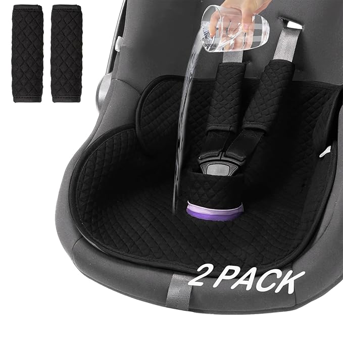 TinlyFinly 2 Pack Baby Potty Training Car Seat Protector, Waterproof Car Seat Liner for Potty Training Toilet, Baby Infant Toddler Piddle Pad Fits for Carseat, Stroller, Highchair - 2 Pack, Black