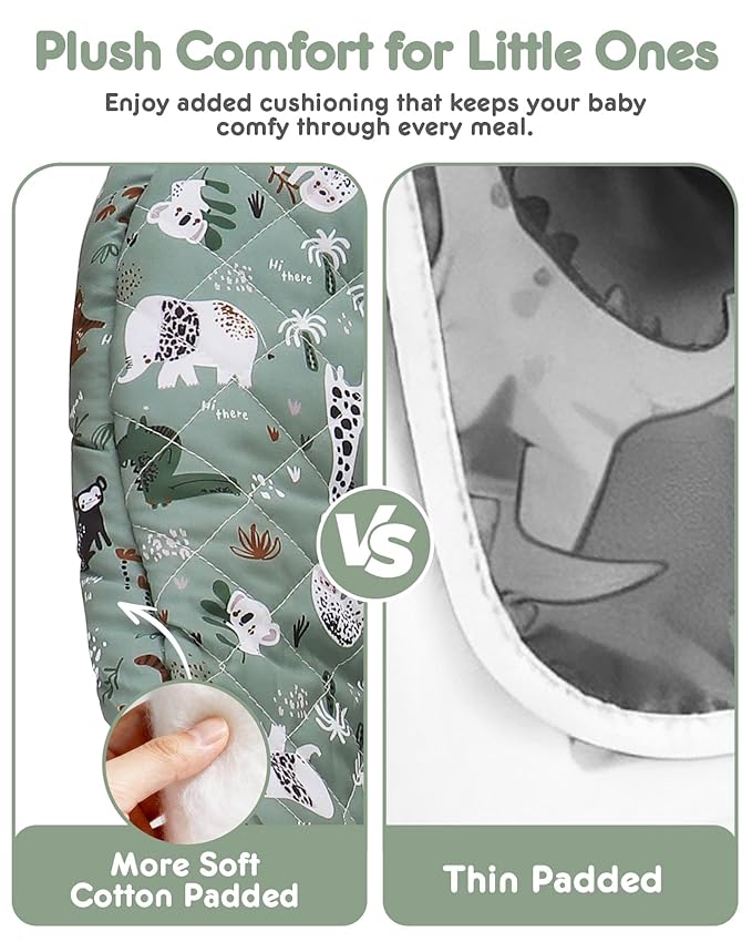 Baby High Chair Cover Replacement, Reversible & Waterproof High Chair Cushion Pad Home & Restaurant use, Includes 5-Point Harness Strap, Chair Not Included (Dark Green)