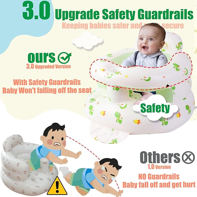 Upgraded Inflatable Baby Seat for Babies 4-36 Months, Inflatable Baby Chair Sit Me Up Floor Seat for Baby, Back Support Baby Seats for Infants for Sitting Up with Built in Air Pump