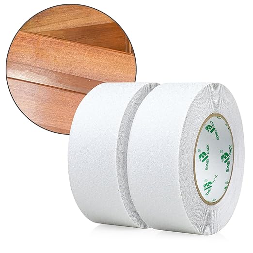 BOMEI PACK Anti Slip Traction Tape,2 Inch x 32.8 Ft,Heavy Duty Non Slip Tape,Grip Tape for Stairs, Tread Step, Indoor & Outdoor Use,Waterproof Stairs Non Skid Treads (Transparent)