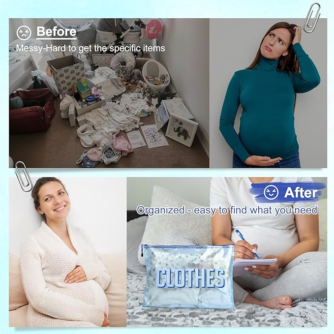 3pcs Hospital Bag Organizing Pouches for Labor and Delivery, Maternity Essentials Diaper Bag Organizer for Mom Travel - Blue,Medium