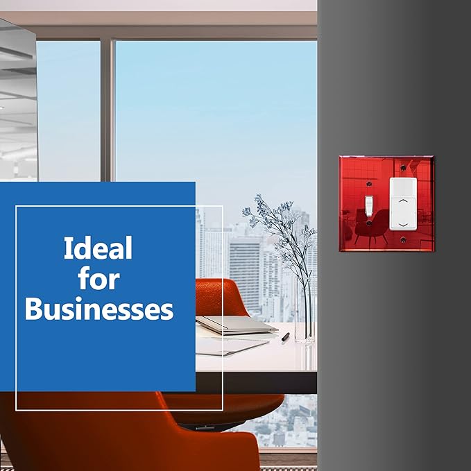 LIDER Reflective Acrylic Combination Wall Plate, Mirrored Double Switch Plate, Combo Toggle Switch and Decorator Outlet Cover, Acrylic Glass, Oversized 2-Gang 5.25" x 5.25", LWP-1131O-ARD, Red