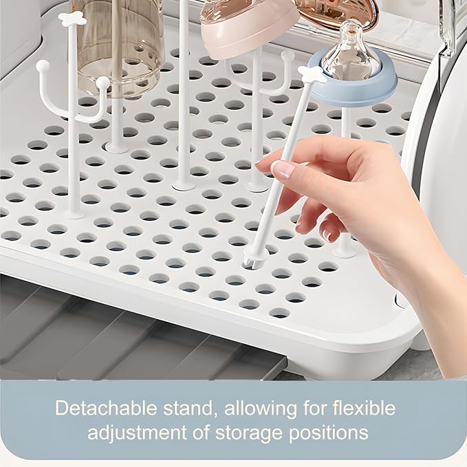 QDTTSRY Baby Bottle Drying Rack Storage, Nursing Bottle Storage Box Organizer with Cover, Portable Kitchen Cabinet Organizer, Durable countertop Dryer (Orange)