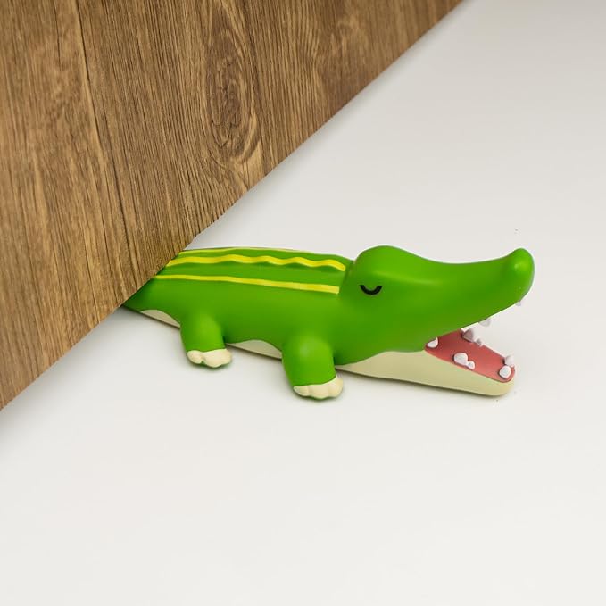 Cute Door Stopper, Cartoon Crocodile Animal Door Stop, 1 Pack Decorative Door Wedge for Home and Office Floor(Patented)