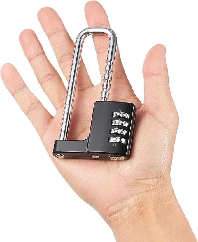 Cabinet LockCombination PadlockStainless Steel Gym Locker Lock Code Long Adjustable Shackle for Outdoor School Gym Sports lockers Fences Black 837 Black