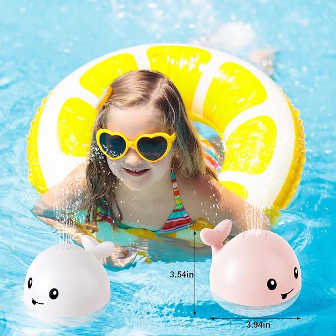 Baby Bath Toys for Kids Ages 1-3, Easter Basket Stuffers for 1 2 3 Year Girl, Whale Bath Toy Sprinkler Light up Bath Toys for Babies 6-12 Months, Toddler Bathtub Toys Newborn Baby Birthday Gifts