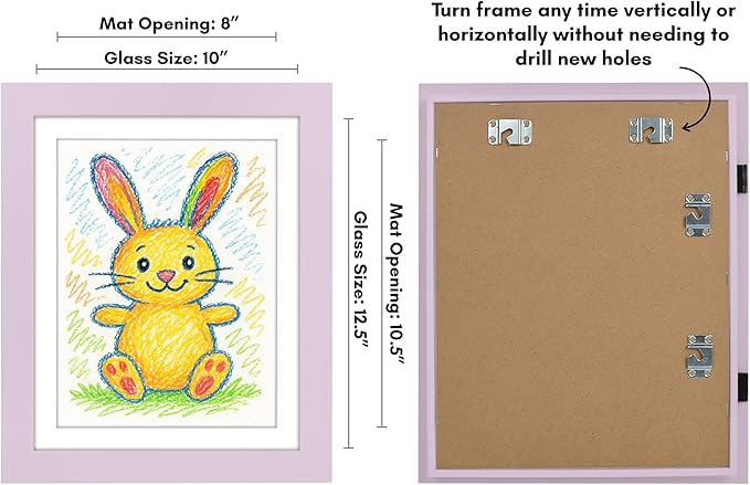 Americanflat Kids Artwork Frame Changeable (Lilac) - Magnetic Door Holds 100 Art Pieces - 8.5x11 Letter Size Display with Mat or 10x12.5 Without Mat - My Mini Masterpiece