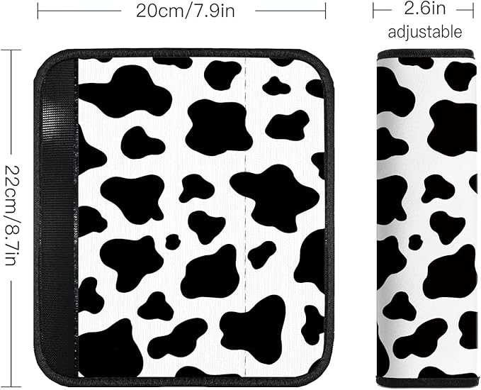 Mokiwala Car Seat Belt Pad Cover, 2-Pack Soft Car Safety Seat Belt Strap Shoulder Pad for Adults and Children, Suitable for Car Seat Belt, Backpack, Shoulder Bag (Cow Pattern)