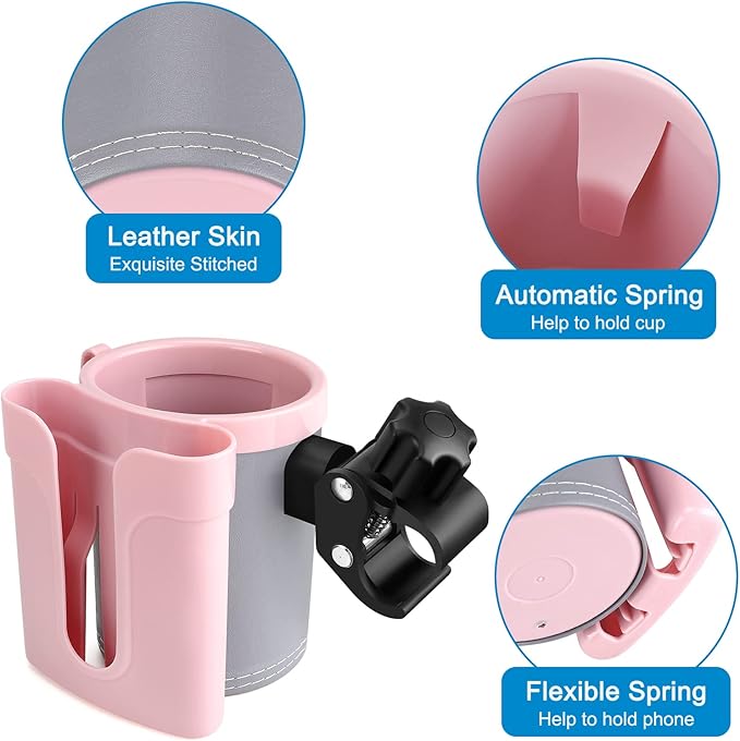 Accmor Stroller Cup Holder with Phone Keys Holder, 3-in-1 Universal Cup Holder, Drinks Bottle Holder for Stroller, Bike, Wheelchair, Walker, Scooter