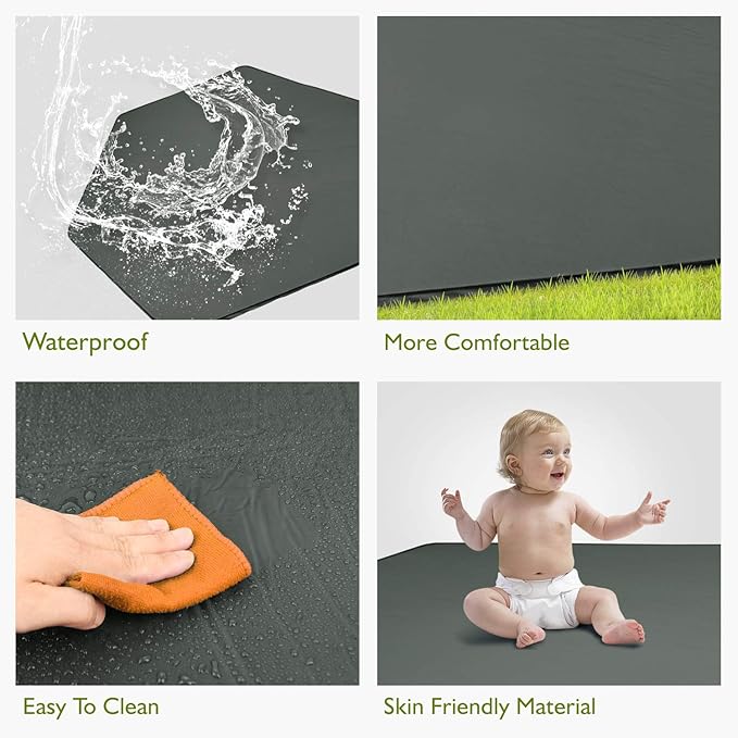 Playpen Mat, Compatible with Regalo My Play Play Yard, Self Inflatable Comfortable with Carry Case - Dark Grey