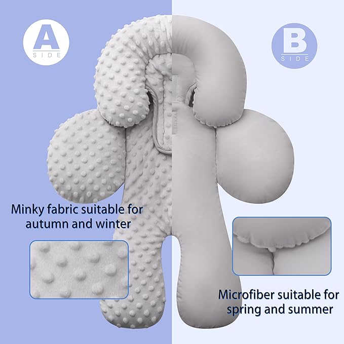 Pro Goleem Infant Car Seat Head Neck Body Support, Ultra-Soft Minky and Microfiber Newborn Car Seat Strap Pads, Perfect for Stroller, 2-in-1 Reversible, for Boys and Girls, Gray