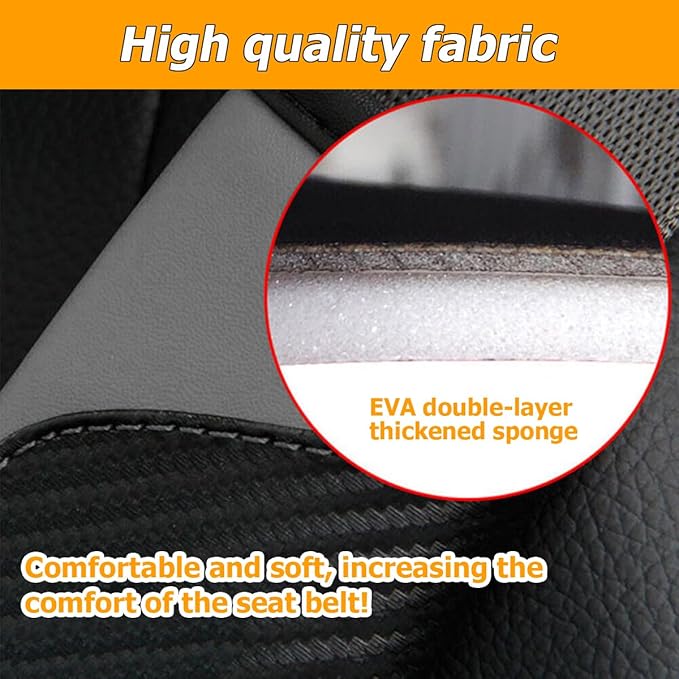 2PCS Car Seat Belt Cover, Carbon Fiber Seatbelt Shoulder Protection, Soft Car Seat Belt Strap Cushion Protect Your Neck and Shoulder, Car Accessories Seat Belt Pad for Car Truck (Black/Gray)