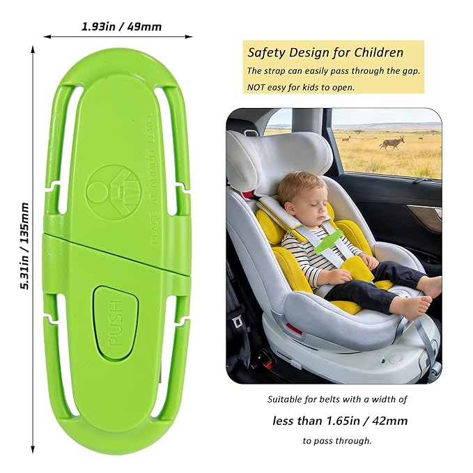 Universal Car Seat Chest Clip, Adjustable Harness Positioning Clip for Stroller and Booster Seat, Anti-Slip Shoulder Straps Holder Accessory for Parents (1 Pack, Green)