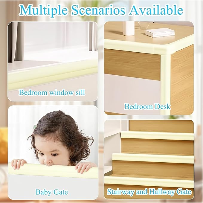 ZOMPAGO Baby Proofing Edge & Corner Protectors, 2 Roll White Foam L-Shape Self-Adhesive Bumper Strip, Soft Shock-Absorbent Wall & Furniture Safety Bumpers for Nursery, Kitchen, Fireplace, Table, Desk