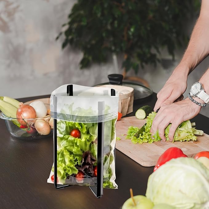 Performore - Multifunctional Eco Kitchen Stand Holder & Drainer, Wine Decanter Drying Stand, Support Storage & Collapsible Drying Rack for Plastic Bags, Bottles, & Cups (50 Plastic Bags Included)