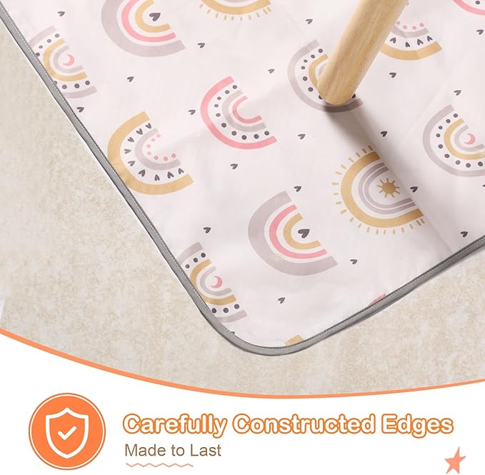 CLYMENE Splat Mat for Under High Chair | 51x51 Inch Anti-Slip Baby Splash Mat | Waterproof & Washable Spill Mat for Highchair Floor and Infant Play (Boho Rainbow)