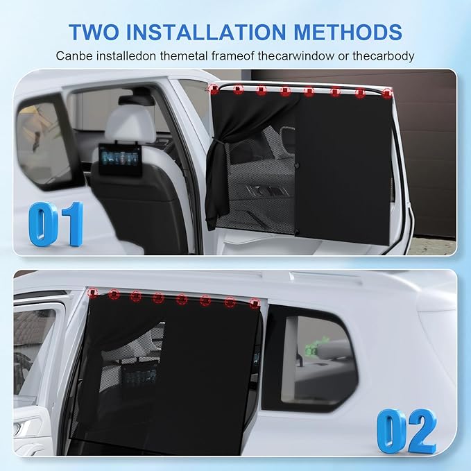 Car Window Shades with 8 Strong Magnets-26.8"x19.7" Dual Layer Car Rear/Side Window Sunshade for Baby - Full Blackout Semi-Transparent 2-in-1 Universal Auto Sun Shade for Kid & Pet Protection (2 Pack)