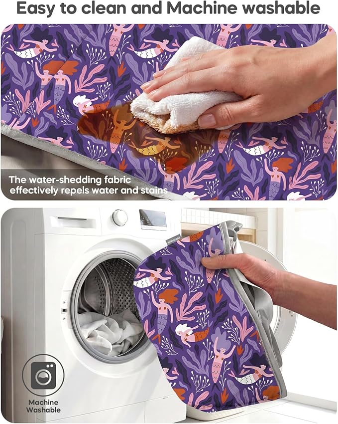 mamatepe Reusable Baby High Chair Cover with Strap Pads & 2-Point Harness, Waterproof Portable Seat Cover for Restaurant Travel Home, Purple