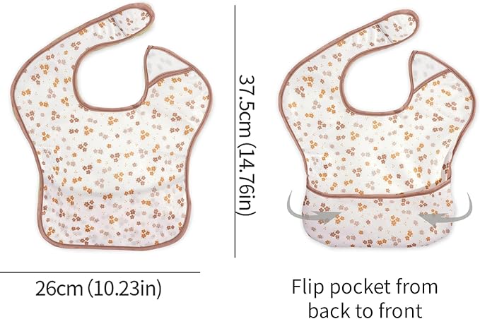 CoolaPeach 3-Pack Waterproof Baby Bibs for Eating - Lightweight Feeding Bibs, Mess Proof, Baby Essential Must Have for Eating