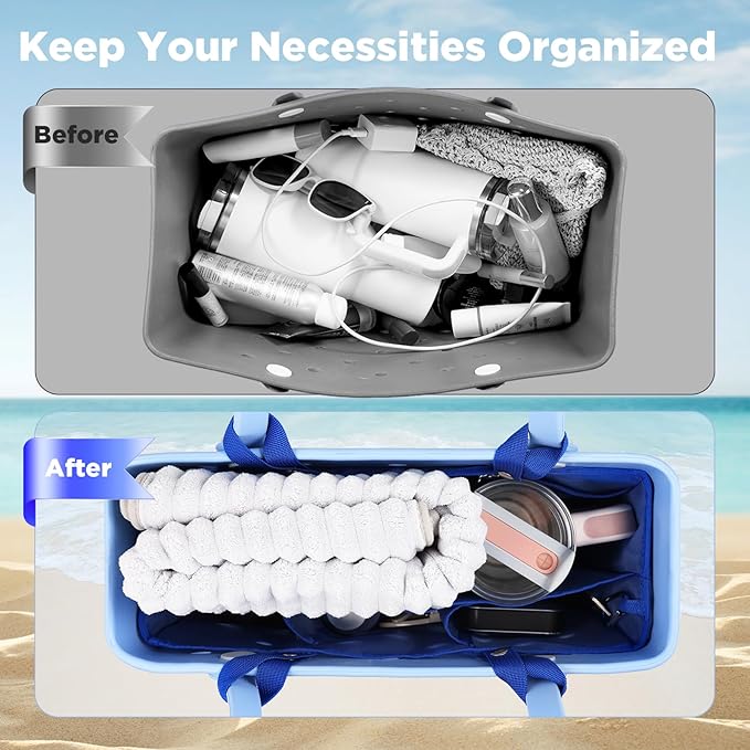 OUTXE Beach Bag Organizer Compatible with Baby Bogg Bag Accessories Inserts, Lightweight Mesh Insert Divider Pouch for Small Bogg Bags, Beach Tote Bags Insert for Organizing