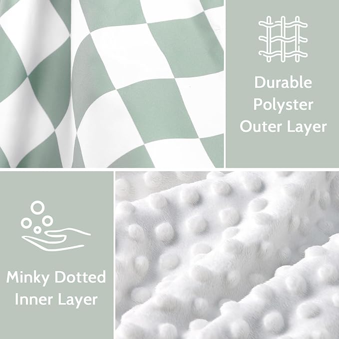 DILIMI Baby Car Seat Cover, Minky Warm Winter Car Seat Covers for Babies, Peekaboo Opening Infant Car Seat Cover, Nursing Cover Carseat Canopy, Green Checkered