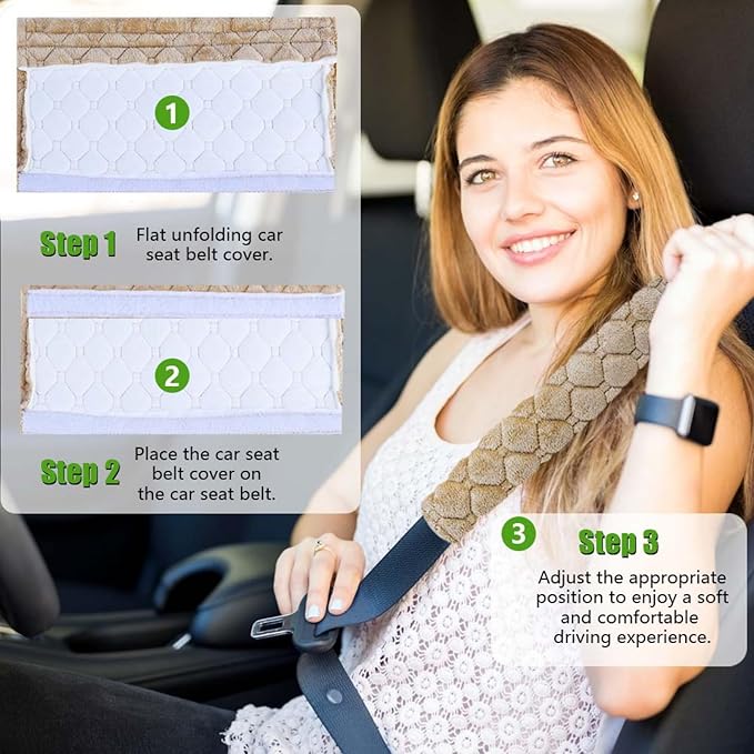 WSSROGY 5 Pack Soft Comfort Car Seatbelt Cover Protector Pads Strap for Protecting Neck and Shoulder (Light Coffee)
