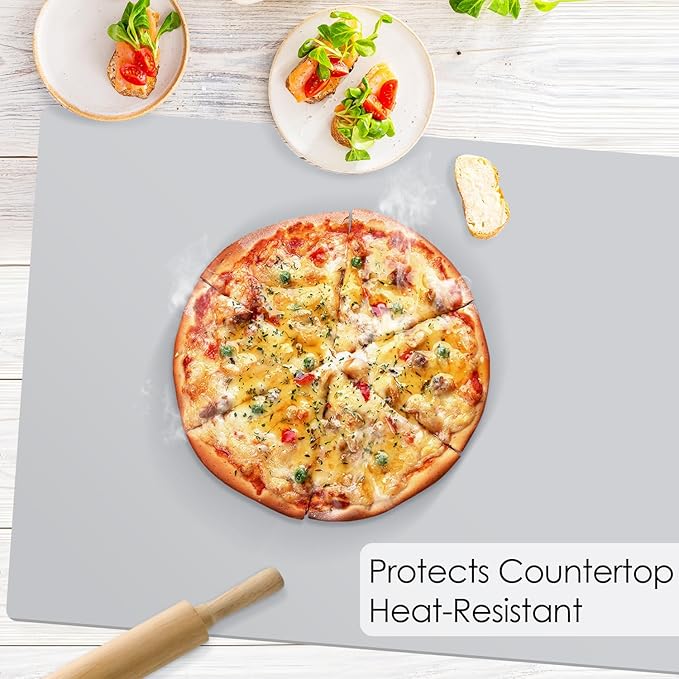 Extra Large Silicone Mat for Kitchen Counter 36" x 24" Silicone Table Mat for Resin Workbench Mat Heat Resistant Mat CoffeeBar Mat, Gray