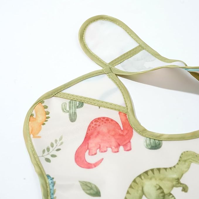CoolaPeach 3-Pack Waterproof Baby Bibs for Eating - Lightweight Feeding Bibs, Mess Proof, Baby Essential Must Have for Eating