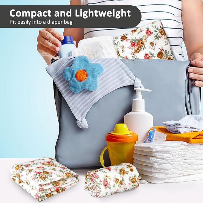 Baby Diaper Changing Pad, 21 5/8" x 31.5" Waterproof Changing Pad Liners - Reusable Soft and Absorbent Portable Changing Mat(Floral4-1PCS)
